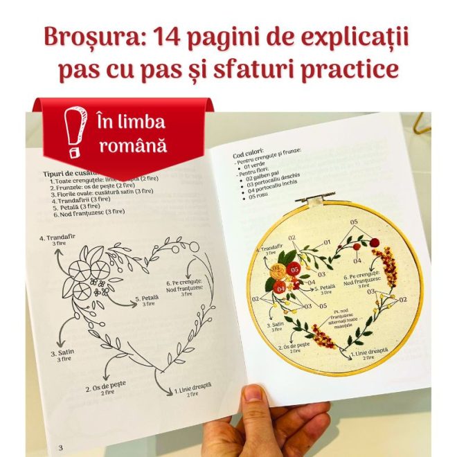 Set creativ de broderie Inimă înfloritoare, roșu-galben-portocaliu - imagine 5