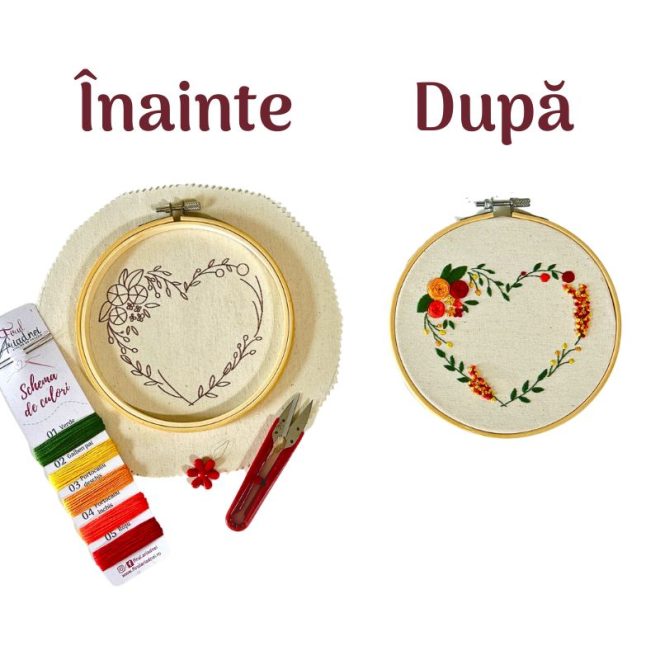 Set creativ de broderie Inimă înfloritoare, roșu-galben-portocaliu - imagine 6